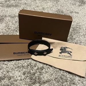 Burberry Triple Stud Grainy Leather Black Bracelet